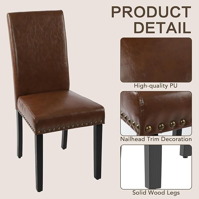 LSSBOUGHT Waterproof & Stain-Resistant Dining Chairs Set of 4, Upholstere...