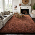 Ophanie 8x10 Brown Area Rugs for Living Room, Large Shag Bedroom Carpet by Ophanie