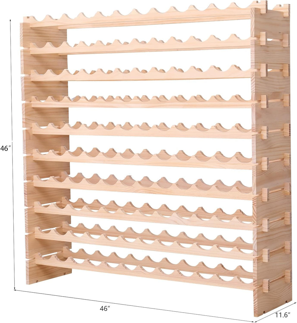 Wood Stackable Storage Modular Wine Rack Cabinet 120 Bottle freestanding Floo...