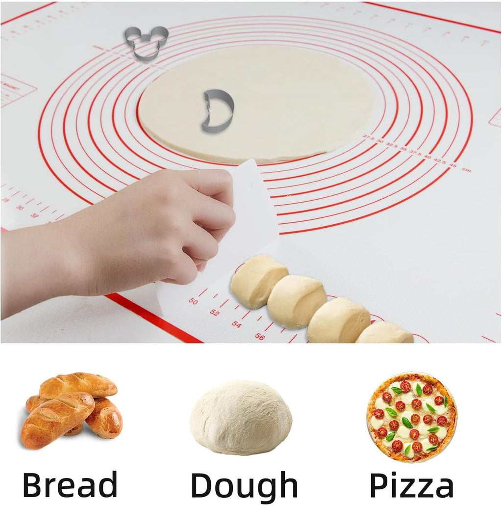 Dough Mat Pastry Silicone Baking Mats 32x24" Red for Rolling Dough Kneading Sheet Sourdough Bread Baking Supplies