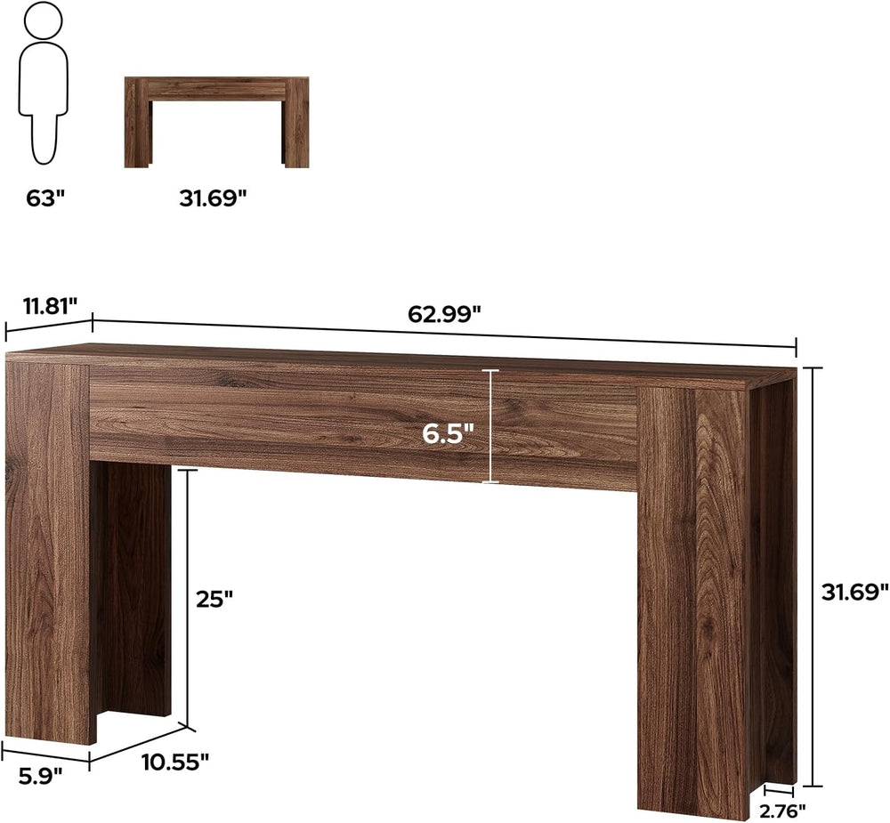 UNIQUITE 63-Inch Long Console Table with RGB LED Lights, Extra Wide and Thick...