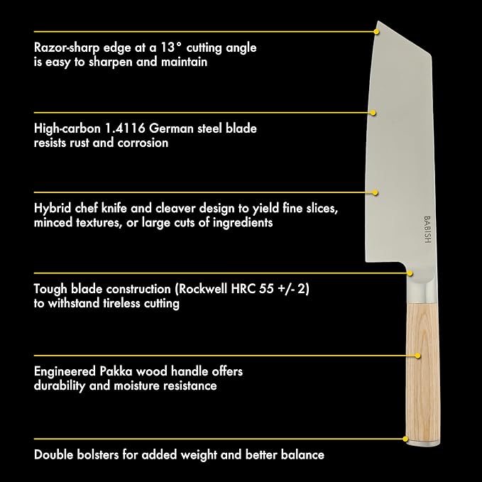 Babish 7.5-Inch Clef Knife – High-Carbon 1.4116 German Steel Kitchen Knife