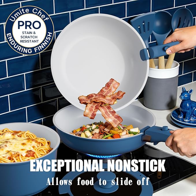 Umite Chef Pots and Pans Set Non Stick, Healthy Induction Cookware Oven Safe RV - Image 4