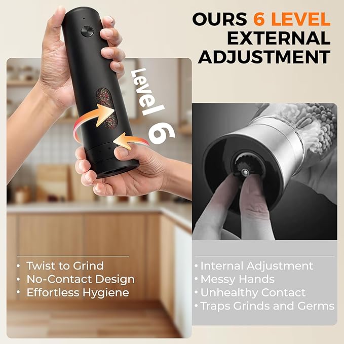 110ml Electric Salt and Pepper Grinder Set, Rechargeable salt and pepper shakers - Image 4