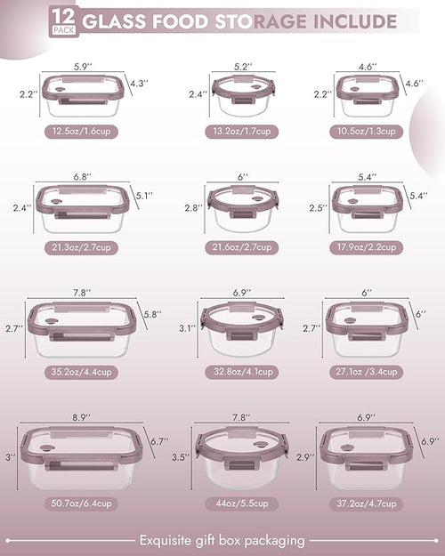 12-Pack Glass Containers with Tempered Lids – Borosilicate, Dishwasher Safe - Image 2