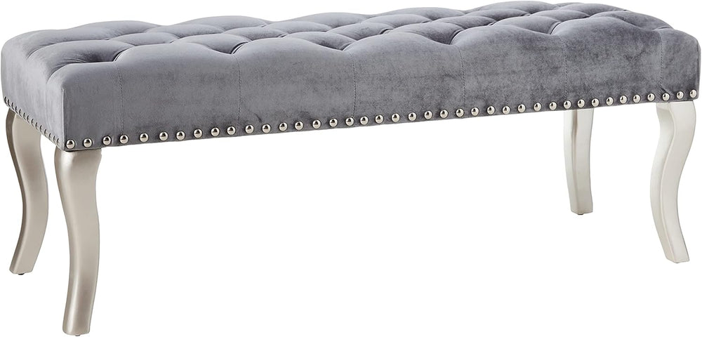 Roundhill Furniture Decor Maxem Tufted Fabric Upholstered Seat with Nailhead ...