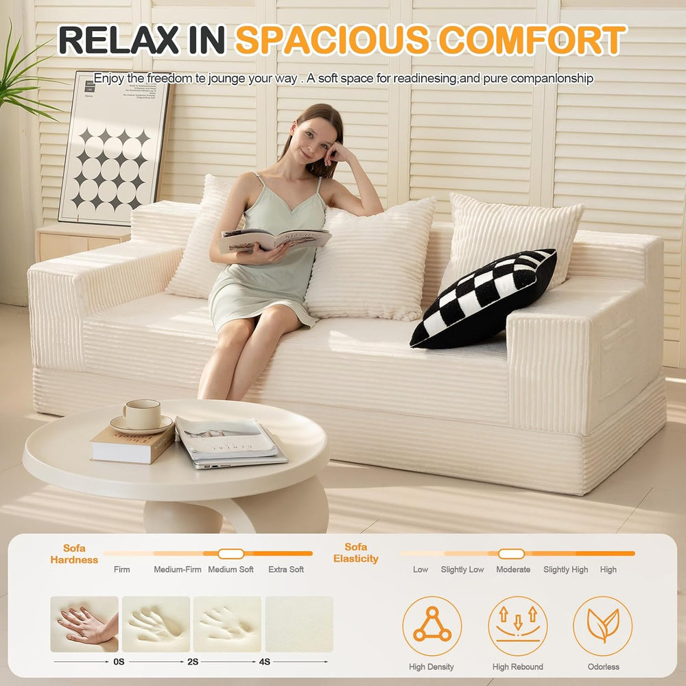 Erament Convertible Futon Sofa Bed Couch, 78'' Corduroy Folding Sofas...