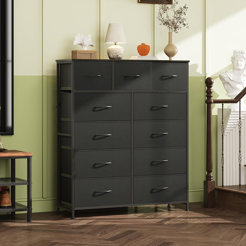 WLIVE Tall Dresser for Bedroom, 11 Drawer Chest of Drawers, Charcoal Black