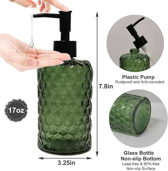 Green Glass Soap Dispenser - Image 2
