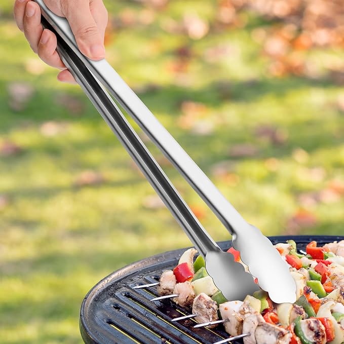 Grill Tongs - 12 Inch & 17 Inch Extra Long BBQ Tongs, Heat Resistant Stainless - Image 8