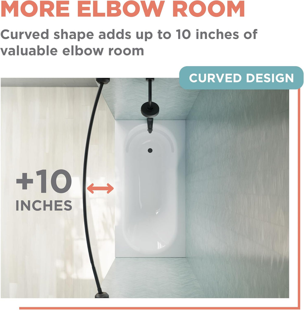 Zenna Home Matte Black, Curved Shower Curtain Rod, Tension or Permanent Mount...
