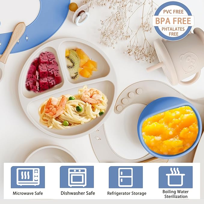 Silicone Baby Feeding Set | Baby Led Weaning Supplies Includes Suction Bowls - Image 3