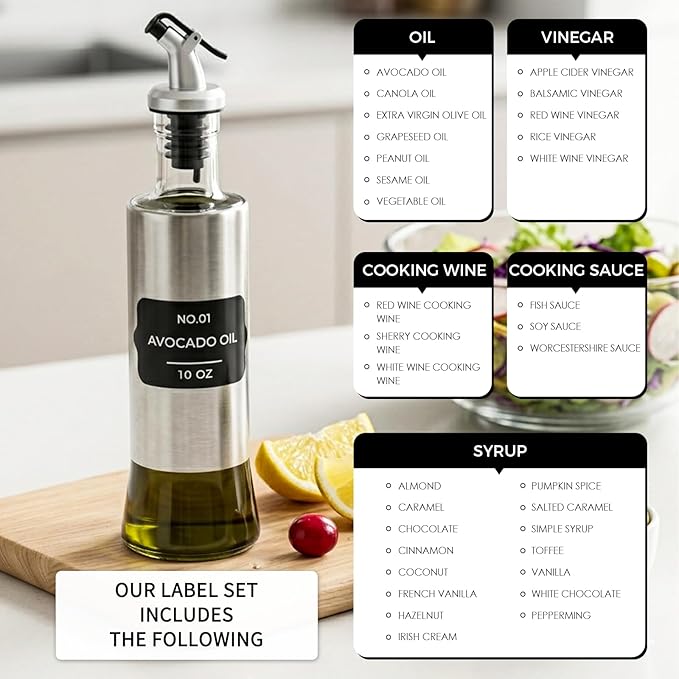 Olive Oil Dispenser for Kitchen, 2 Pack 10oz/300 ML Cooking Oil and Vinegar - Image 6