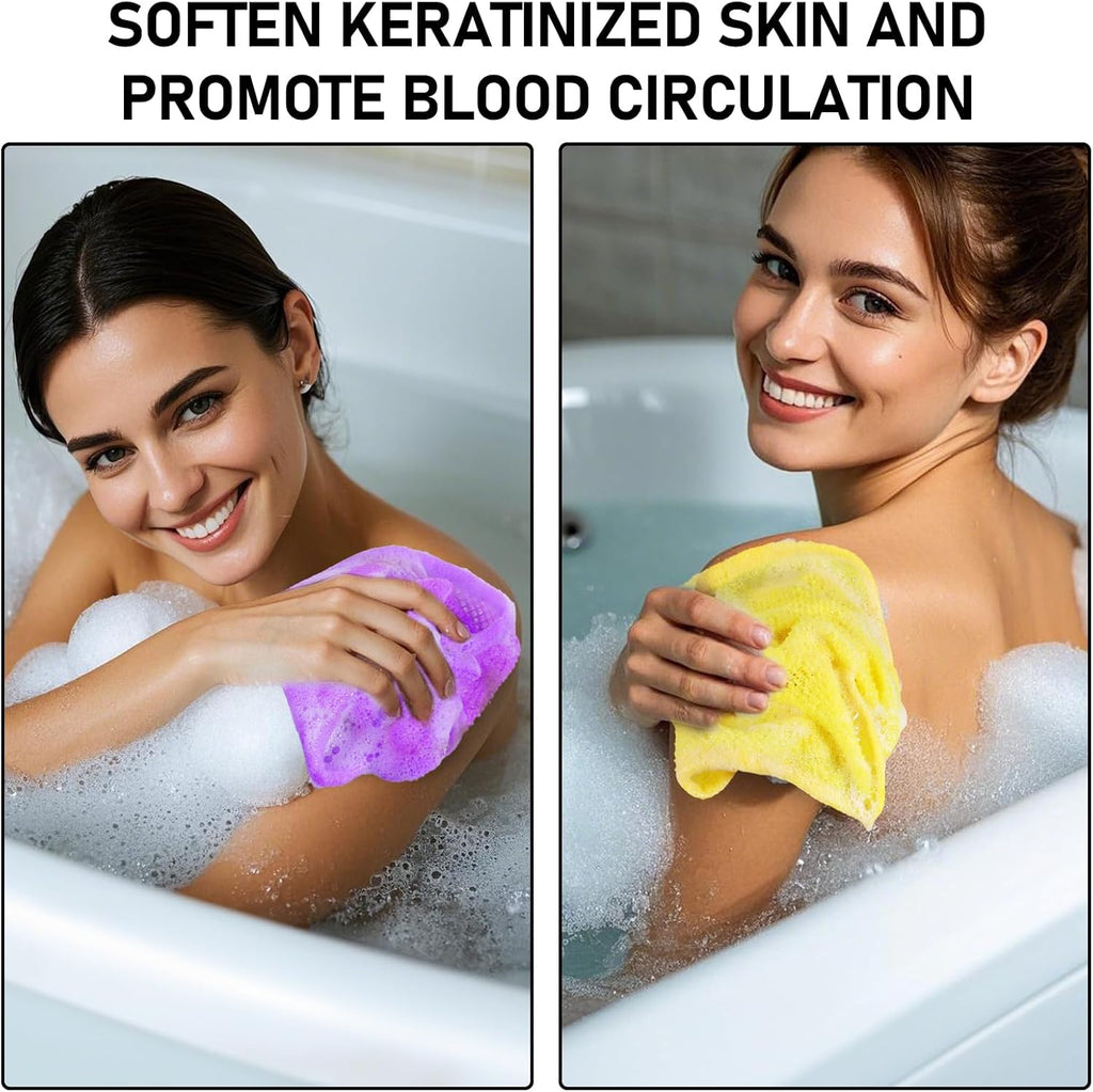 African Net Sponge Exfoliating Washcloths 6 Pack - Double Sided Bath Scrub Cloths for Deep Cleaning Face & Body - Revitalize Skin - All Skin Types (Yellow, Pink, Purple)