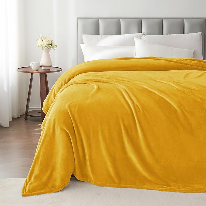 BEDELITE Fleece Blanket Twin Size Yellow Throw Blanket - Image 5