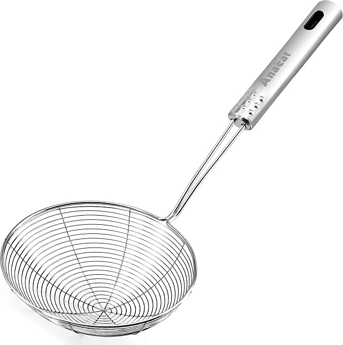 Anaeat 4.5" Stainless Steel Spider Skimmer, Professional Kitchen Pasta Strainer by Anaeat