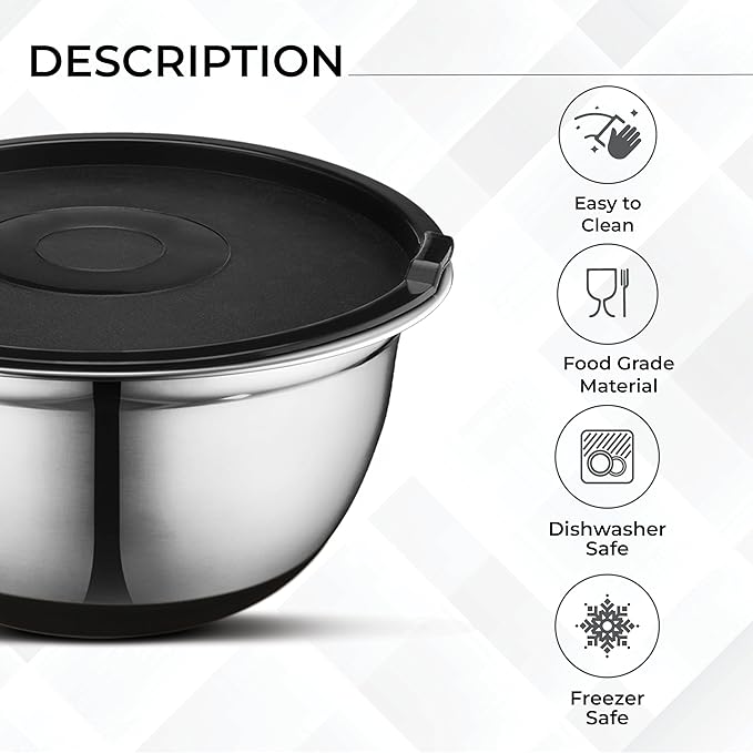 AVADOR Premium Brushed Stainless Steel Mixing Bowls Sets, Space Saving - Image 3