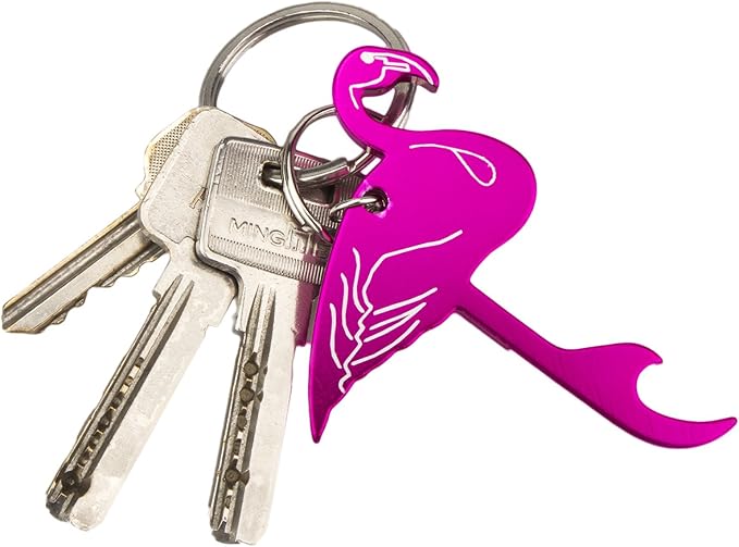 SWATOM Pink Flamingo Bottle Opener Keychain Beer Openers Tool Key Chain Ring - Image 4