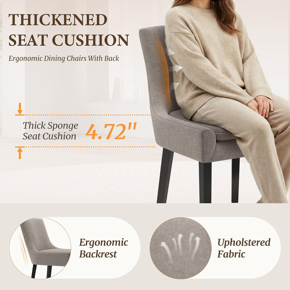 COLAMY Upholstered Dining Chairs Set of 2 with Mid Back and Wood Legs, Modern...