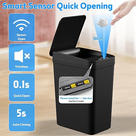 Bathroom Trash Can with Lid, 2 Pack 4 & 2.2 Gallon Automatic Touchless Garbage - Image 7