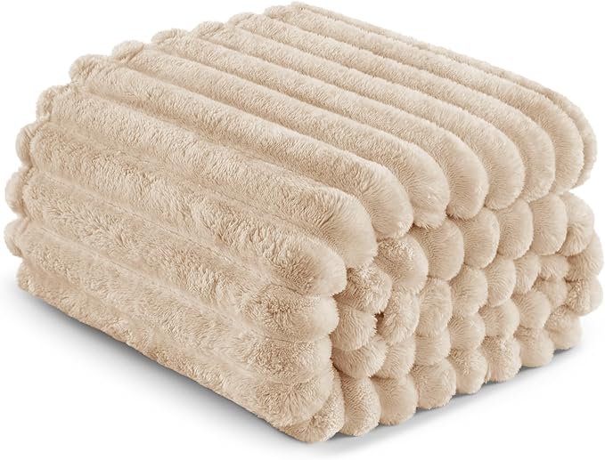Exclusivo Mezcla King Size Flannel Fleece Blanket, Super Soft Striped Jacquard - Image 6
