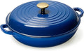 CAROTE 3.4QT Enameled Cast Iron Braiser Pan, Shallow Dutch Oven Casserole by CAROTE