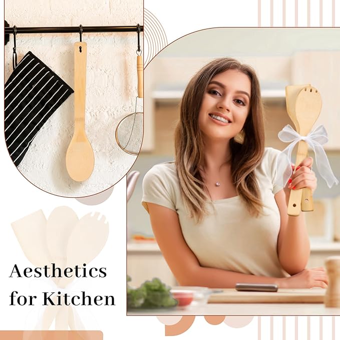 Reallnaive 108 Pcs Bamboo Spatula Wooden Kitchen Utensil Bulk 12''wood Spoon - Image 6