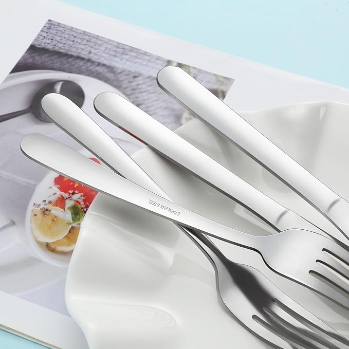 24-Piece Forks and Knives Set for 12, Food-Grade Stainless Steel Silverware Set - Image 4