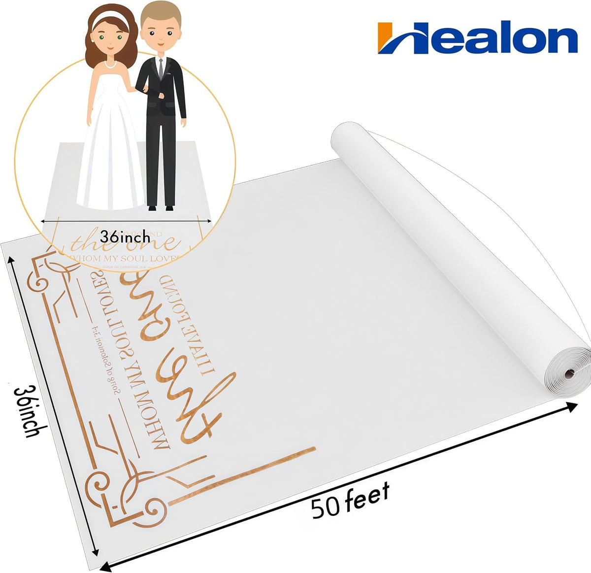Thickened Aisle Runner for Wedding CeremonyFeet White Aisle Runner Walkway for Indoor Outdoor Wedding Church Decorations ，Halloween Parties can Also use a Carpet，50g(Gold, 3x50Feet)