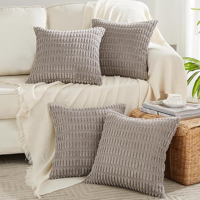Fancy Homi 4 Packs Grey Decorative Throw Pillow Covers 20x20 Inch by Fancy+Homi