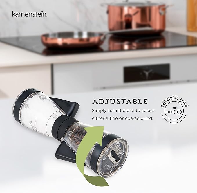 Kamenstein 5117018 One-Handed 2-in-a-1 Dual Salt and Pepper Grinder - Image 4