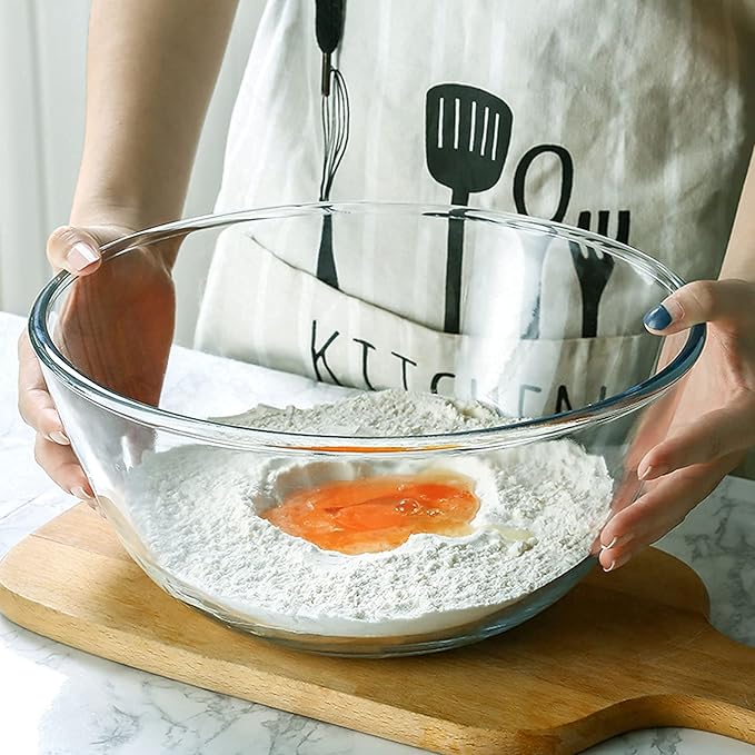 Homwin Glass Mixing Bowl Set for Baking 3-Piece Salad Bowl Set, High - Image 2