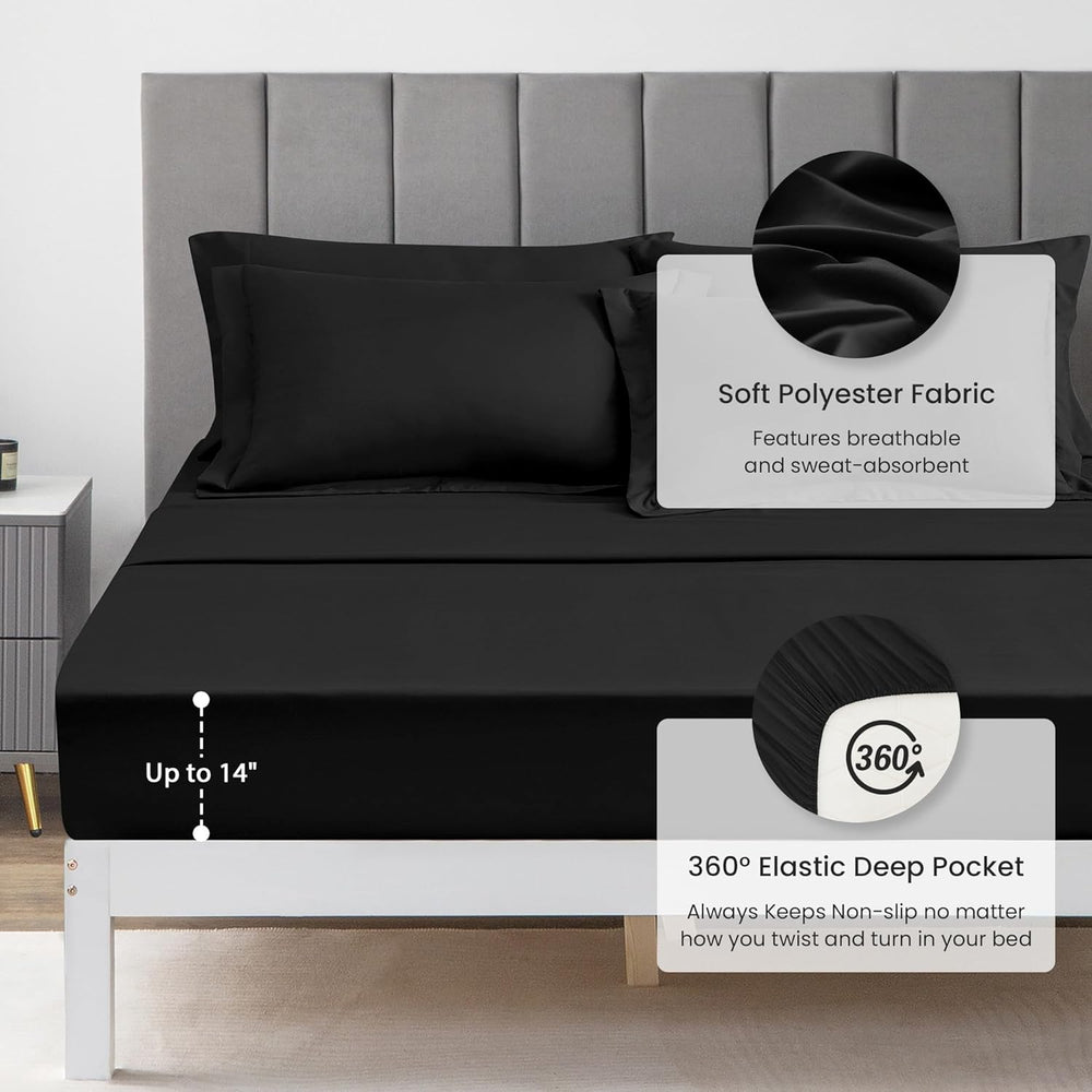 Love's cabin Full Comforter Set Black, 7 Pieces Full Bed in a Bag, All Se...