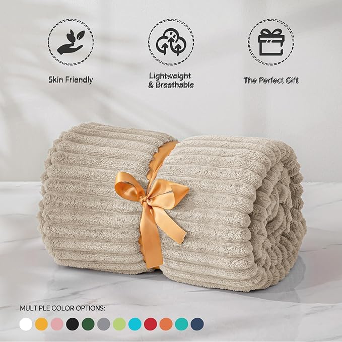 BEDELITE Fleece Throw Blanket for Couch – 3D Ribbed Jacquard Soft and Warm - Image 4