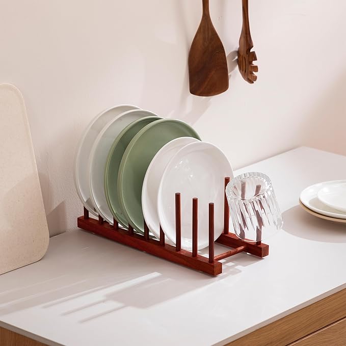 HBlife 2pcs Rosewood Wooden Dish Drying Rack - Image 3
