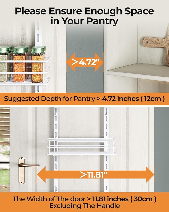 Adjustable 5-Tier Over the Door Pantry Organizer, Spice Rack, Narrow Hanging - Image 4