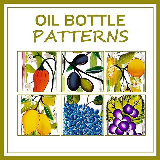 17oz Hand Painted Glass Olive Oil Bottle Dispenser- 500ml Green Oil & Vinegar - Image 3