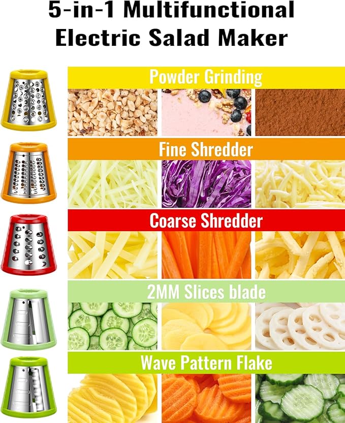 Electric Cheese Grater Salad Shooter, 5-In-1 Electric Slicer - Image 2