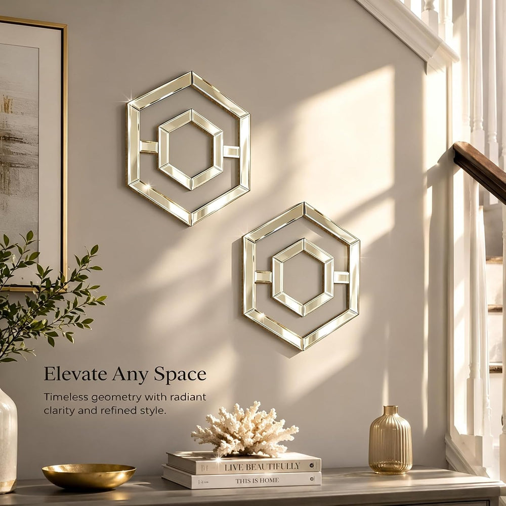 Square Decorative Wall Mirror 12 x 12 Inch, Silver Frameless Mirror Wall Deco...