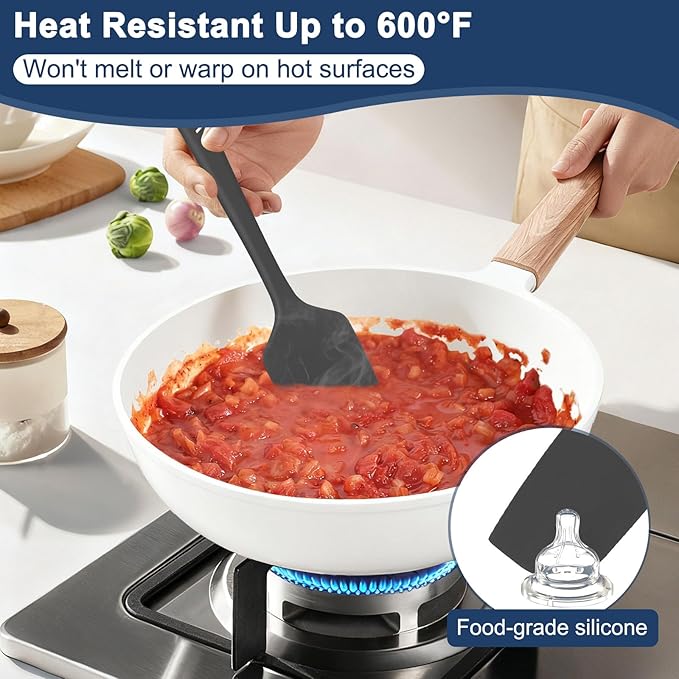 4 Pcs Silicone Spatula Set, 11.4 In, 600°F Heat Resistant Rubber Spatulas - Image 3