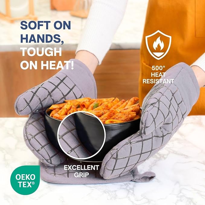 Oven Mitts and Pot Holders Set for Kitchen | 4 Pc Set| Heat Resistant Up to - Image 2