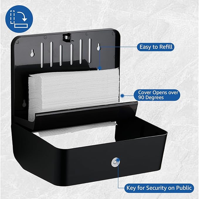 Paper Towel Dispenser Wall Mounted, Trifold/C Fold/Z Fold Paper Towel Holder - Image 3