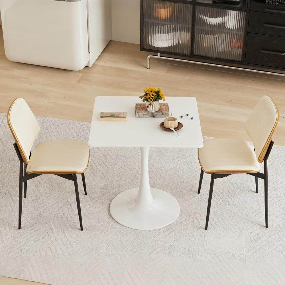 Square Dining Table, 31.5" Tulip Table with Thickened Tabletop & Met...