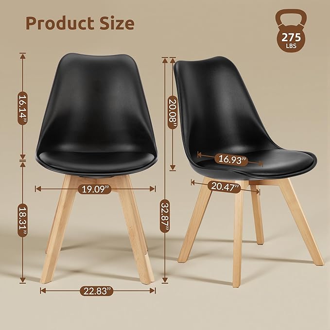 Dining Chairs Set of 4, Modern Upholstered Dining Room Chairs with PU Leather...