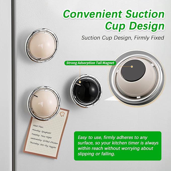Mechanical Kitchen Timer, Cute Wind Up 60-Minute Manual Countdown - Image 3