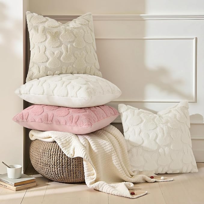 decorUhome Easter Bunny Pillow Covers 20x20 Inch Set of 2, Soft Plush Faux Wool - Image 2