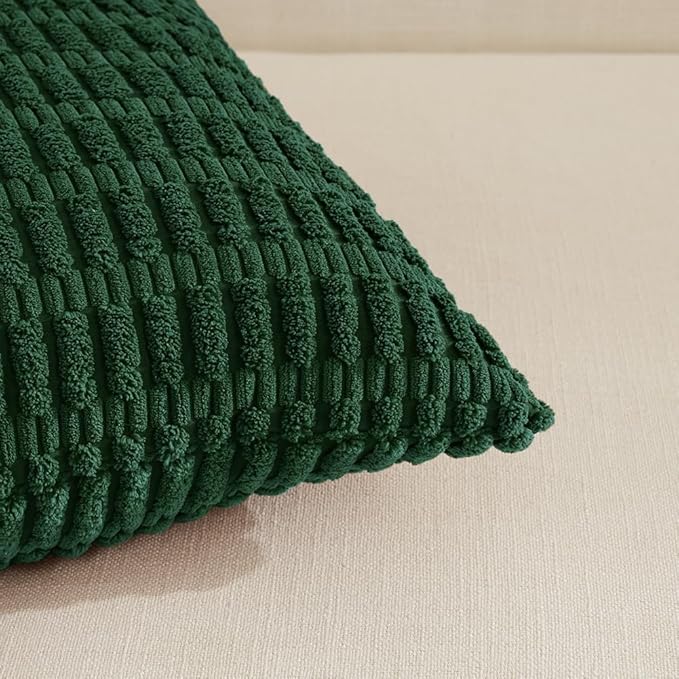 Fancy Homi Set of 4 Dark Green Boho Decorative Throw Pillow Covers 26x26 Inch - Image 4