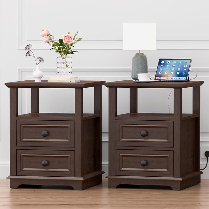 18" Wide End Table with Fast Charging Station Set of 2, 18” Wide Sofa Si...