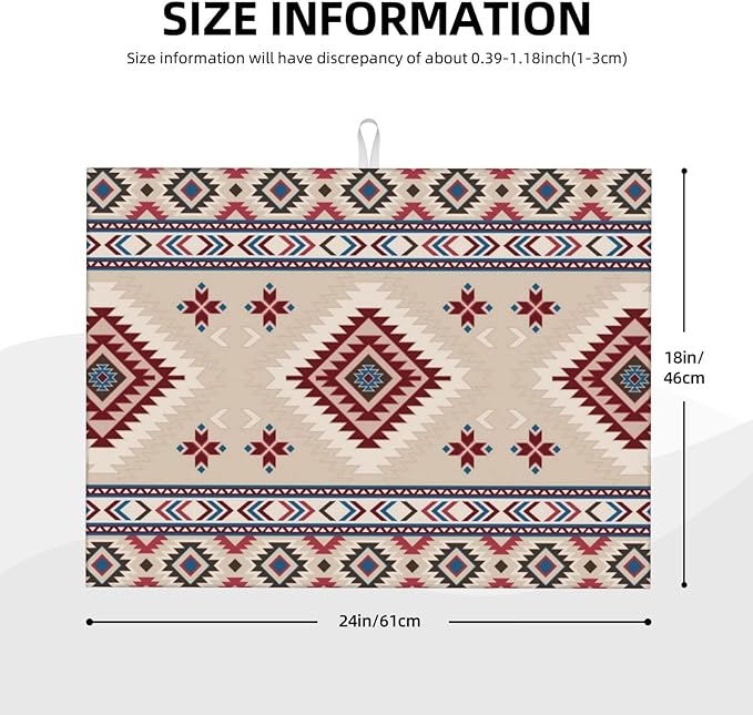Rustic Ethnic African Dish Drying Mat Vintage Tribal Aztec Southwestern Drying - Image 3