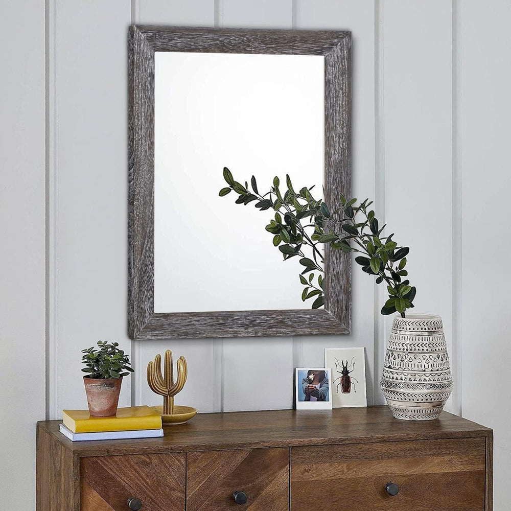 AAZZKANG Wall Mirror with Rectangle Wood Frame Large 20"x16" Rustic...